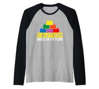 Caution Bricks On The Floor - Brick Builder Block Building Raglan Baseball Tee