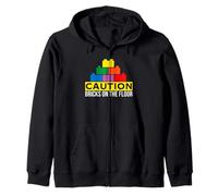 Caution Bricks On The Floor - Brick Builder Block Building Zip Hoodie