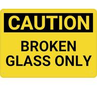 Caution Broken Glass Only Sign For House Yard Sign, Premium Aluminum, Sun-Proof, Rust-Free for garage,bar,restaurant,living room,bedroom,kitchen,cafe 8×12 INCH