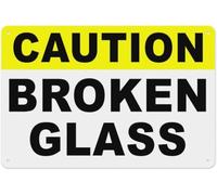Caution Broken Glass Warning Metal Sign Tin Signs Aluminum Plaque for Outdoors Use Yard Farm Fence Home Wall Decor 8x12 inch