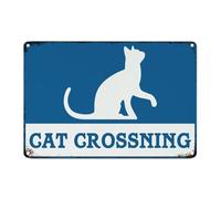Caution Cat Crossing Warning Metal Sign for Inside Outside Railway Road Suburbs Community Yard Street Parking Lot Use Easy Mounting Decorative Caution Notice Aluminum Tin Metal Signs 8x12 Inch