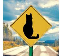 Caution Cat Metal Tin Sign Funny Cat Xing Vintage Farmhouse Signs Caution Warning Sign Cat Crossing Metal Plaque for Front Porch Road Street Garden 10x10in Birthday Gift