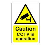 Caution CCTV in operation sign - 1.2mm Rigid plastic for indoor/outdoor usage (200mm x 150mm) Viewing Distance within 5m.