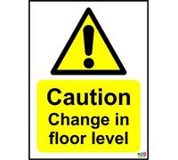 Caution Change in Floor Level Sign - 1.2mm Rigid Plastic 150mm x 200mm