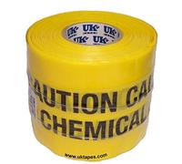 CAUTION CHEMICAL PIPE BELOW detection tape - WAVEYWIRE - underground detectable warning tape with twin tracer wires (150mm x 100M)