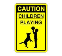 Caution children playing- 1.2mm Rigid plastic high-visibility and durability for indoor/outdoor usage (300mm x 200mm) Ensures Safety Within 7m Viewing Distance.