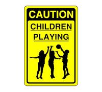 Caution children playing- 1.2mm Rigid plastic high-visibility and durability for indoor/outdoor usage (400mm x 300mm) Ensures Safety Within 14m Viewing Distance.