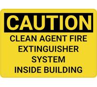 Caution Clean Agent Fire Extinguisher Systemside Building Sign For Business Rust Free Aluminum Uv Printed,4 Pre-Drilled Holes.Durable/Weatherproof 8×12 INCH