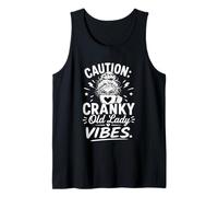 Caution Cranky Old Lady Vibes Funny Graphic Tank Top