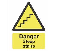 Caution Danger Steep Stairs Sticker Sign Self Adhesive Gloss Decal Sticker 160mm x 125mm