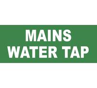 Caution Danger Warning Safety Mains Mains Water Tap Sign Notice Warning Sign Self Adhesive Gloss Sticker 320mm x 125mm