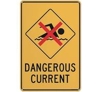 Caution Dangerous Current Warning Metal Sign Aluminum Signs for Outdoors Use Yard Farm Fence Home Wall Decor 8x12 inch