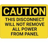Caution Disconnect Will Not Remove All Power From Panel Sign For House Door Office Business Yard,Metal Aluminum Rust Free Sign -, Pre-Drilled Holes, Weather Resistant 8×12 INCH