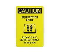 Caution Disinfection Point Please Place Both Feet Firm On The Mat Sign 12 X 8 Inches Aluminum Sign Reflective - Uv Protected, Waterproof, Weatherproof And Fade Resistant - 4Pre-Drilled Holes