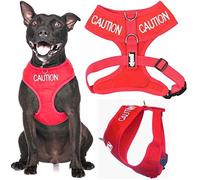 CAUTION (Do Not Approach) Red Colour Coded Non-Pull Front and Back D Ring Padded and Waterproof Vest Dog Harness PREVENTS Accidents By Warning Others Of Your Dog In Advance (M)