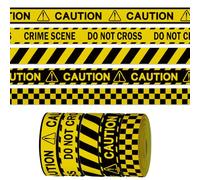 Caution Do Not Cross Ribbon for Crafting Sewing, 3/5 Inch Black Yellow Grosgrain Ribbons Warning Safety Stripe Plaid Tape Ribbons for Gift Wrapping Hair Bow Accessories