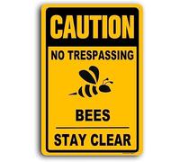 Caution Do Not Enter Honeybees Sting To Defend Hives Aluminum Sign, 8x12 Inch, Bees Yard Sign