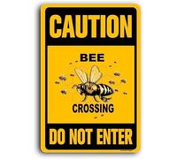 Caution Do Not Enter Honeybees Sting To Defend Hives Aluminum Sign, 8x12 Inch, Bees Yard Sign