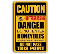Caution Do Not Enter Honeybees Sting To Defend Hives Aluminum Sign, 8x12 Inch, Bees Yard Sign