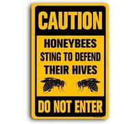 Caution Do Not Enter Honeybees Sting To Defend Hives Aluminum Sign, 8x12 Inch, Bees Yard Sign