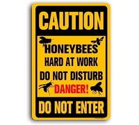 Caution Do Not Enter Honeybees Sting To Defend Hives Aluminum Sign, 8x12 Inch, Bees Yard Sign