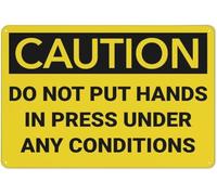 Caution Do Not Put Hands In Press Under Any Conditions Warning Metal Sign Tin Signs Aluminum Plaque for Outdoors Use Yard Farm Fence Home Wall Decor 8x12 inch