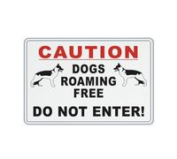 Caution Dogs Roaming Free Do Not Enter Sign Safe Sign, Signs Outdoor, 12 X 8 In, Sign For Home, Business, Driveway Alert