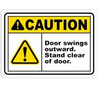 Caution Door Swings Outward Sign 8"X12" Rust Free Aluminum Signs Outdoor, Metal Tin Sign For Home, Business, Yard