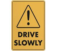 Caution Drive Slowly Retro Vintage Funny Pool Decor Art Warning Metal Sign Aluminum Signs for Outdoors Use Yard Farm Fence Home Wall Decor 8x12 inch