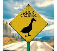 Caution Duck Metal Tin Sign Funny Duck Xing Vintage Metal Wall Decor Caution Warning Sign Duck Crossing Metal Plaque for Outdoor Yard Garage Garden Street 12x12in Birthday Gift