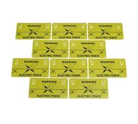 Caution Electric Fence Warning Signs 10pcs (Plastic Drilled Clip On Danger Safety Symbol)