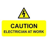 Caution electrician at work safety sign - Self adhesive sticker (400mm x 300mm)