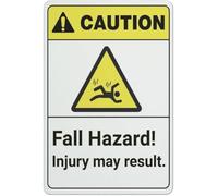 Caution Fall Hazard Injury May Result for Construction Scaffolding Warning Metal Sign Aluminum Signs for Outdoors Use Yard Farm Fence Home Wall Decor 8x12 inch