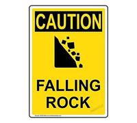 Caution Falling Rock Safety Metal Wall Decor 8"x12"