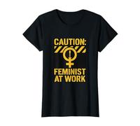 Caution: Feminist at Work - Girl Power Graphic T-Shirt