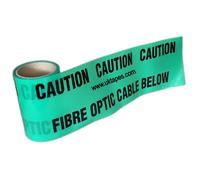 CAUTION FIBRE OPTIC CABLE BELOW underground warning tape to mark buried communications cables - lightweight yet durable plastic with a 40-year life expectancy - Handy 20M roll
