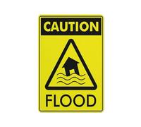Caution Flood Bright Yellow Sign 12 X 8 Inches Aluminum Sign Reflective - Uv Protected, Waterproof, Weatherproof And Fade Resistant - 4Pre-Drilled Holes