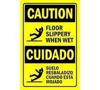 Caution, floor slippery when wet, english/spanish warning sign - 3mm Aluminium sign (300mm x 200mm)