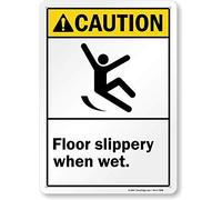 "Caution - Floor Slippery When Wet" Sign by SmartSign | 10" x 14" Plastic