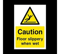 Caution Floor Slippery When wet Sticker/Self Adhesive Sign - Slippery/Warning/Hot Water/Danger/Forklifts (HS7)