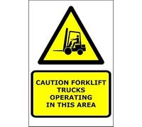 Caution Forklift Trucks Operating in This Area | 40cm x 30cm | Yellow - PVC Plastic Sign for Warehouses, Industrial Sites, Logistics, and Workplace Safety | UK-Made with Renewable Energy
