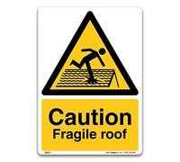Caution Fragile roof Sign - A5 Self-adhesive Vinyl - Trip & Slip Hazard Safety