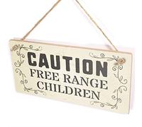 Caution Free Range Children Sign, Leafy Scroll Notice