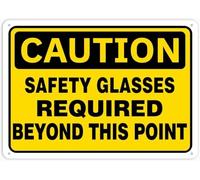 Caution Glasses Required Beyond This Point Warning Metal Sign Tin Signs Aluminum Plaque for Outdoors Use Yard Farm Fence Home Wall Decor 8x12 inch