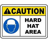 Caution Hard Hat Area Metal Sign Plaque Poster 8X12 Inches