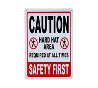 Caution Hard Hat Area Required At All Times Metal Tin Sign