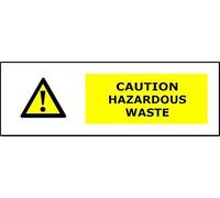Caution Hazardous Waste | 45cm x 15cm | Yellow - PVC Plastic Sign for Industrial Sites, Laboratories, Waste Disposal Areas, Safety Compliance | UK-Made with Renewable Energy