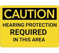 Caution Hearing Protection Required This Area Sign Metal Rust Free Aluminum,Uvk Printing,Durable/Weatherproof Outdoor For Home for garage,bar,restaurant,living room,bedroom,kitchen,cafe 8×12 INCH