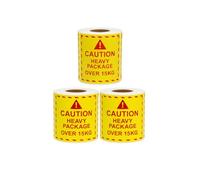 Caution Heavy Package Labels - Yellow Warning Stickers Roll, Shipping & Handling Safety Labels for Boxes and Cartons, 76mm x 51mm (500 Stickers) PACK OF 3