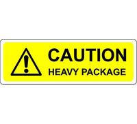 Caution Heavy Package Safety Labels - 100mm x 30mm Self Adhesive Stickers Pack of 100 Stickers